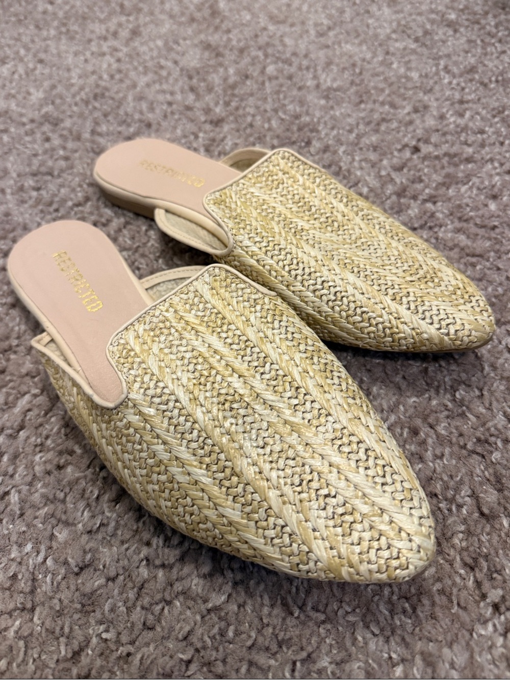Restricted Yellow Woven Pointed Mules